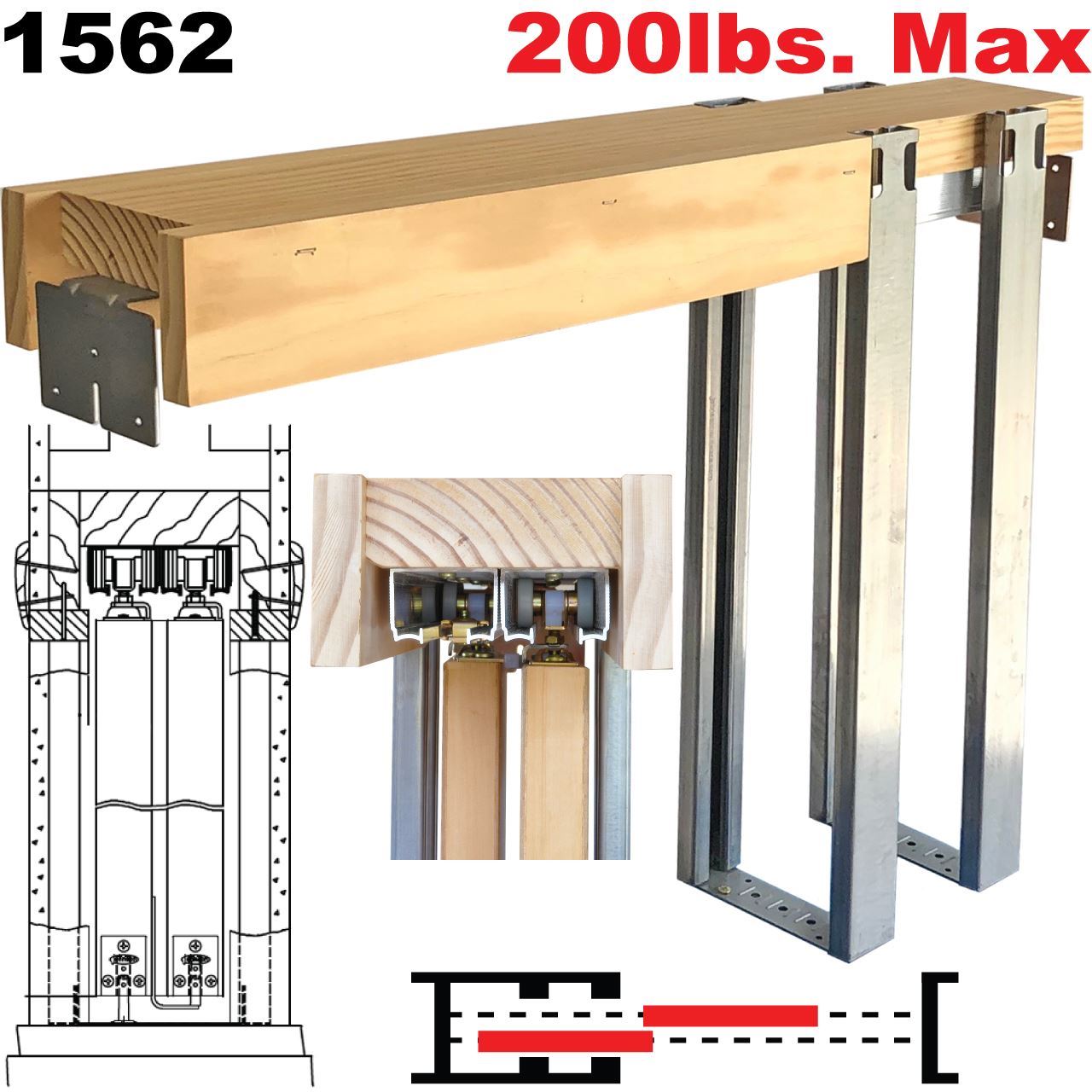 Picture of 1562 Series Bypass Pocket Door Frame Kits.